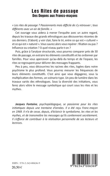 Les rites de passage, Des Dogons aux Francs-maçons (9782343006369-back-cover)