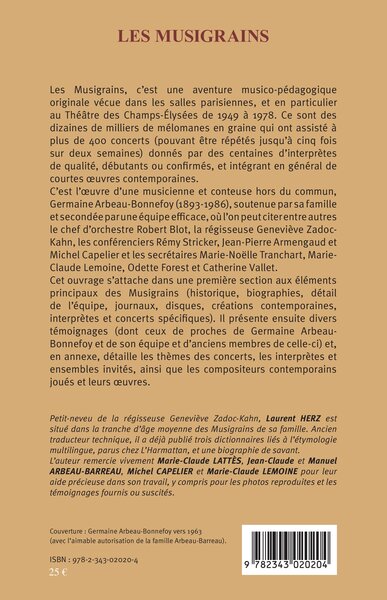 Les Musigrains, Une institution pédagogique et musicale - (1939 - 1986) (9782343020204-back-cover)