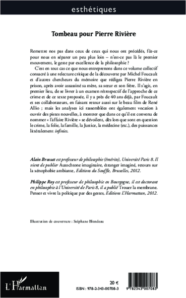 Tombeau pour Pierre Rivière (9782343007083-back-cover)