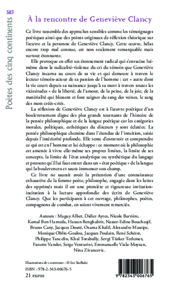 A la rencontre de Geneviève Clancy, poète-philosophe (9782343006765-back-cover)