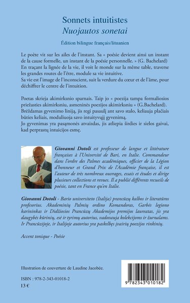Sonnets intuitistes, Nuojautos sonetai - Edition bilingue français / lituanien (9782343010182-back-cover)