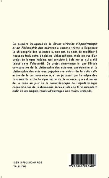 Endoxon - Revue africaine de philosophie des sciences, Repenser la philosophie des sciences (9782343047409-back-cover)