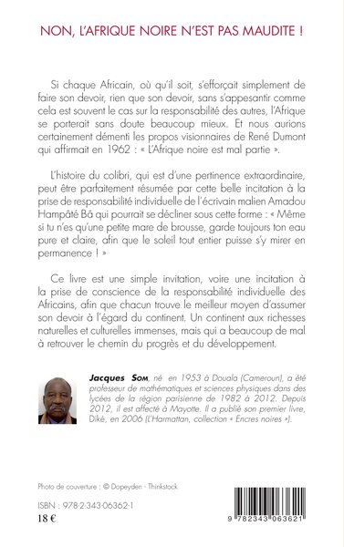 Non, l'Afrique noire n'est pas maudite, Le colibri, un bel exemple (9782343063621-back-cover)