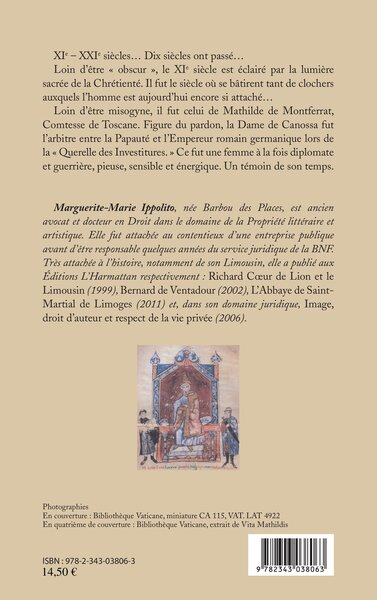 Mathilde de Montferrat, comtesse de Toscane, Une dame du XIe siècle (9782343038063-back-cover)