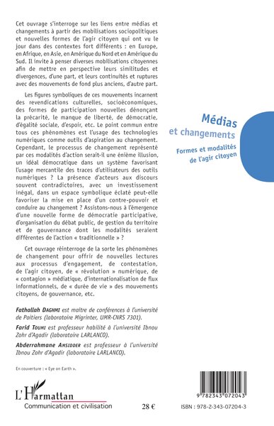 Médias et changements, Formes et modalités de l'agir citoyen (9782343072043-back-cover)