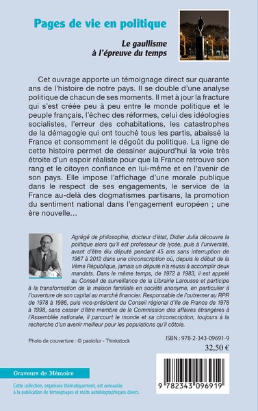 Pages de vie en politique, Le gaullisme à l'épreuve du temps (9782343096919-back-cover)