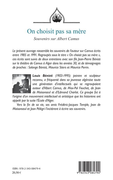 On choisit pas sa mère, Souvenirs sur Albert Camus (9782343084794-back-cover)