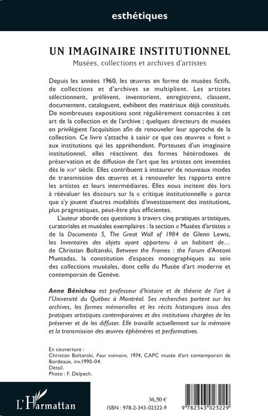 Un imaginaire institutionnel, Musées, collections et archives d'artistes (9782343023229-back-cover)