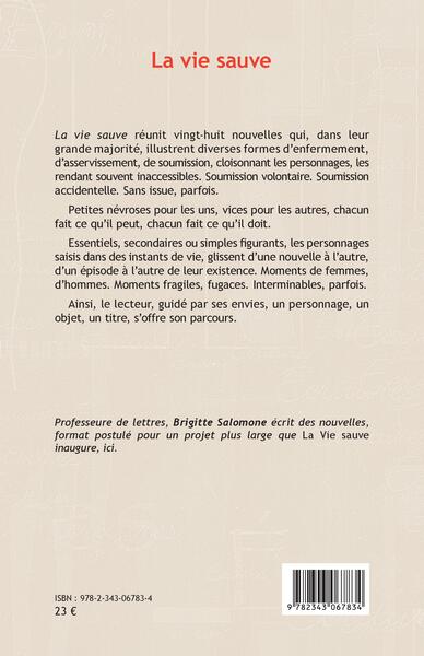 La vie sauve, Nouvelles (9782343067834-back-cover)