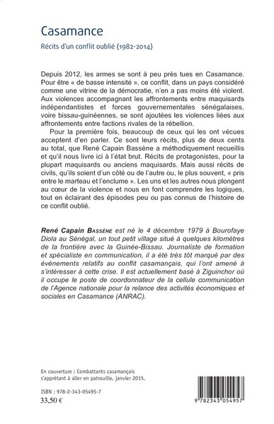 Casamance, Récits d'un conflit oublié - (1982-2014) (9782343054957-back-cover)