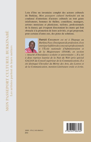 Mon passeport culturel burkinabè, Les artistes parlent de leurs métiers (9782343086569-back-cover)