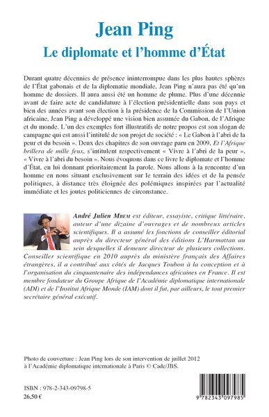 Jean Ping, Le diplomate et l'homme d'État (9782343097985-back-cover)