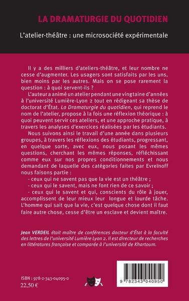 La dramaturgie du quotidien, L'atelier-théâtre : une microsociété expérimentale (9782343040950-back-cover)