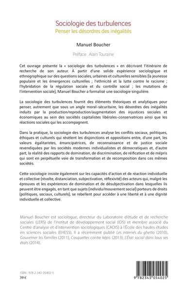 Sociologie des turbulences, Penser les désordres des inégalités (9782343054025-back-cover)