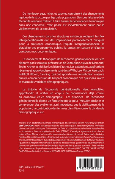 Économie générationnelle et dividende démographique, Théorie et applications au Sénégal - Tome 2 (9782343078229-back-cover)