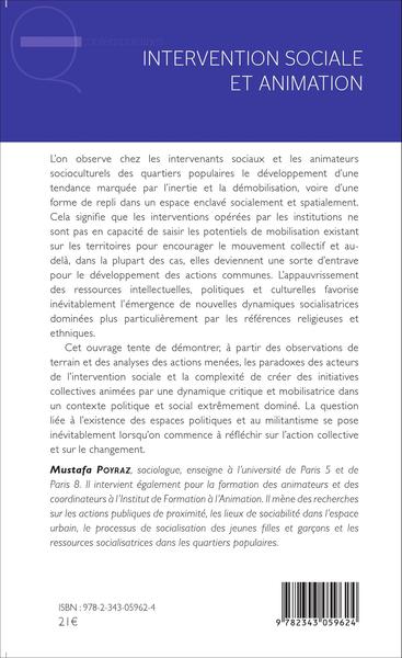 Intervention sociale et animation, Gestion communautaire ou éducation populaire (9782343059624-back-cover)