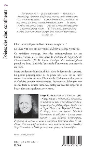 Éclats d'une poétique des métamorphoses, Livre VII 2013-2015 (9782343078311-back-cover)