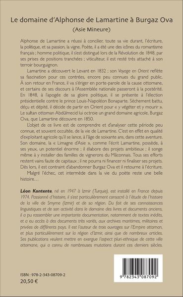 Le domaine d'Alphonse de Lamartine à Burgaz Ova (Asie Mineure) (9782343087092-back-cover)