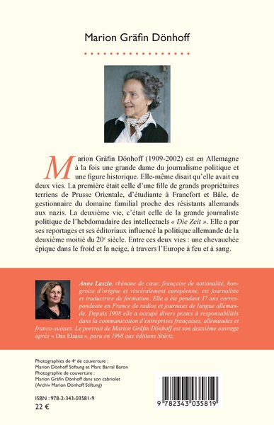 Marion Gräfin Dönhoff, La "comtesse rouge" du journalisme allemand (9782343035819-back-cover)