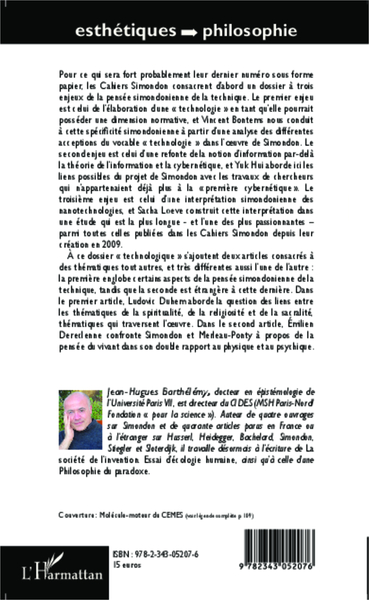Cahiers Simondon, Numéro 6 (9782343052076-back-cover)