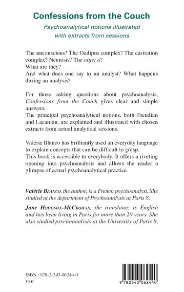 Confessions from the Couch, Psychoanalytical notions illustrated with extracts from sessions (9782343062440-back-cover)