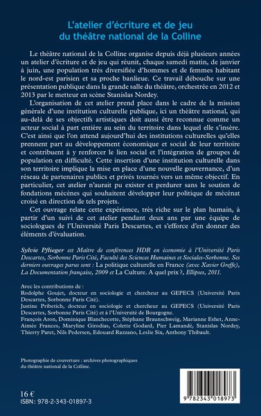 L'atelier d'écriture et de jeu du théâtre national de la Colline, Le lien social à travers l'art théâtral (9782343018973-back-cover)
