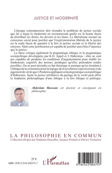 Justice et modernité (9782343003757-back-cover)