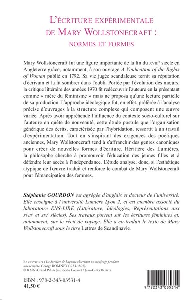 L'écriture expérimentale de Mary Wollstonecraft : normes et formes (9782343035314-back-cover)