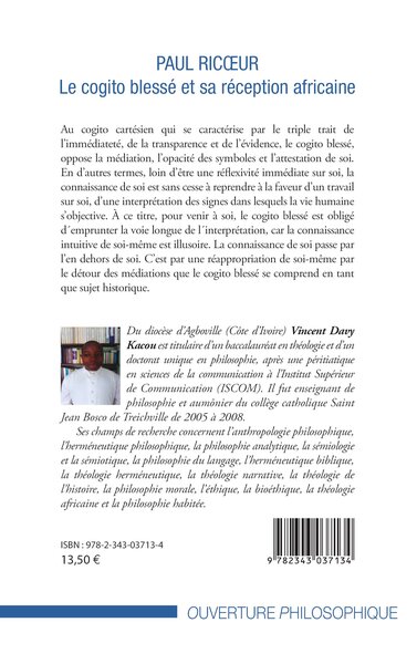 Paul Ricoeur, Le cogito blessé et sa réception africaine (9782343037134-back-cover)