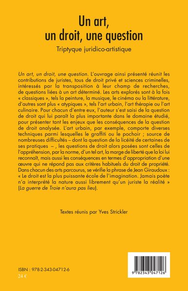 Un art, un droit, une question, Triptyque juridico-artistique (9782343047126-back-cover)