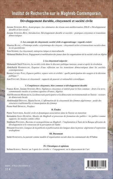 Développement durable, citoyenneté et société civile (9782343038445-back-cover)