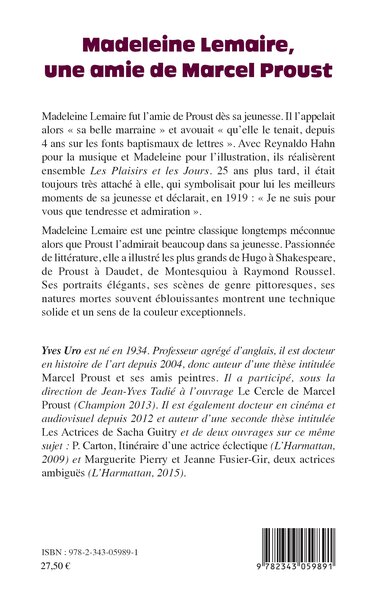 Madeleine Lemaire, une amie de Marcel Proust (9782343059891-back-cover)