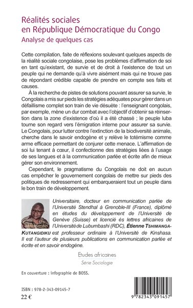 Réalités sociales en République Démocratique du Congo, Analyse de quelques cas (9782343091457-back-cover)