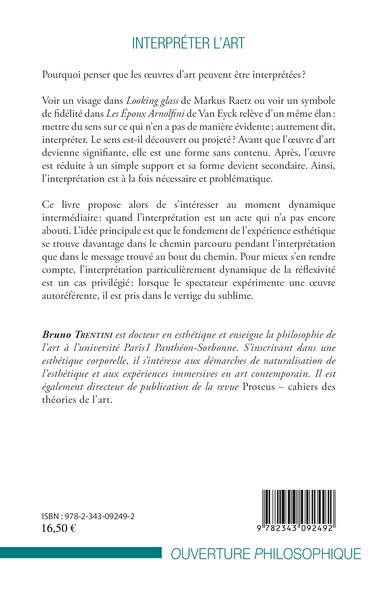 Interpréter l'art, Dynamisme et réflexivité de l'expérience esthétique (9782343092492-back-cover)