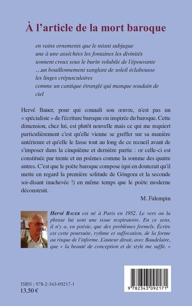 A l'article de la mort baroque (9782343092171-back-cover)