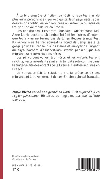 Histoires de migrants, Africains de l'Ouest, Domiens et Haïtiens (9782343053691-back-cover)