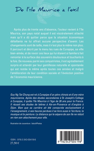 De l'île Maurice à l'exil, Récit (9782343004198-back-cover)