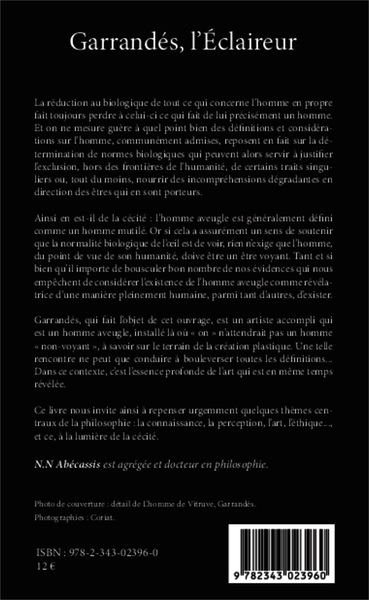 Garrandés, l'Eclaireur, Essai sur la cécité et la création artistique (9782343023960-back-cover)