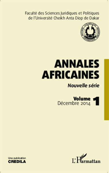 Annales africaines, Annales africaines vol 1 décembre 2014, Nouvelle série (9782343053639-front-cover)