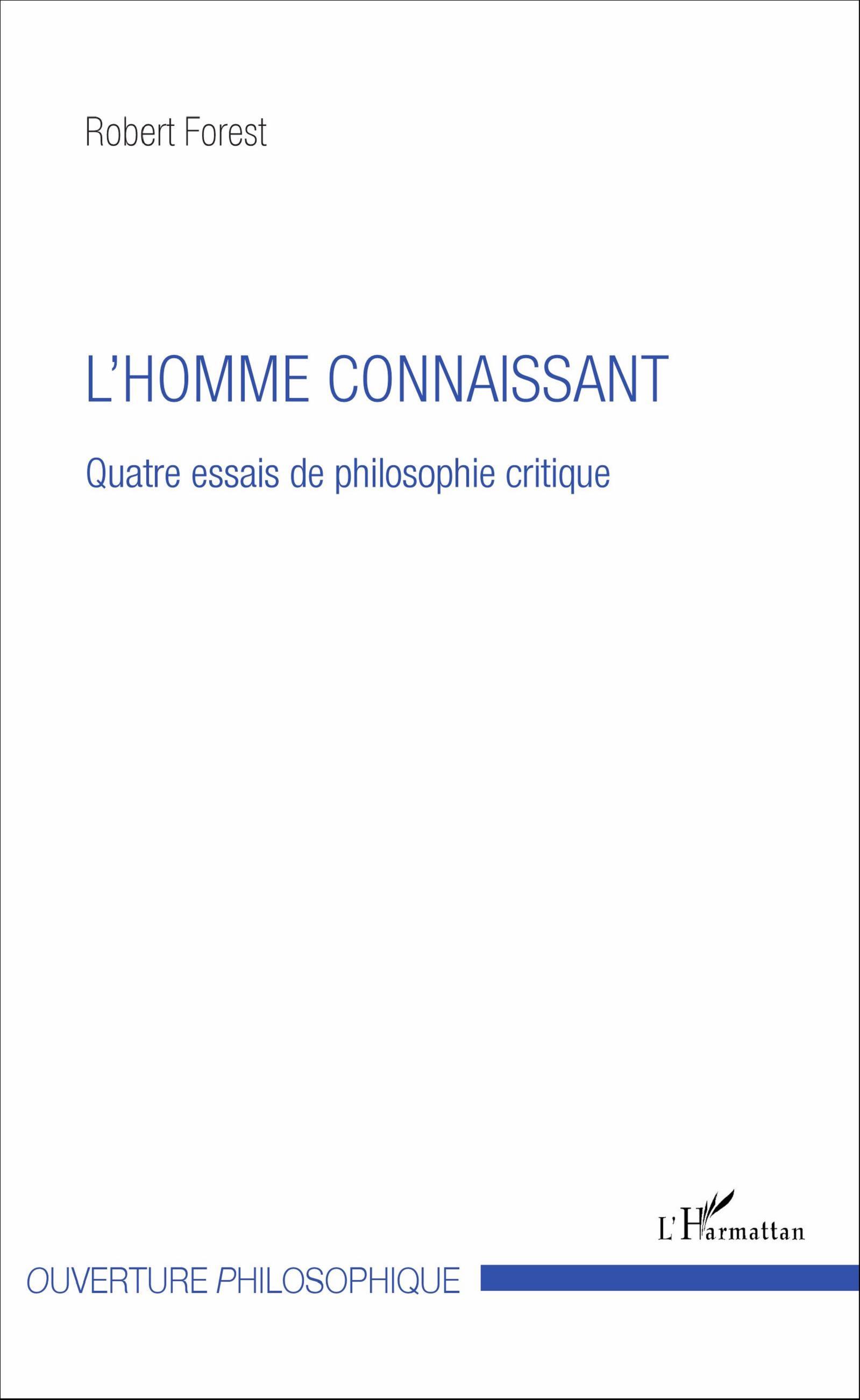 L'homme connaissant, Quatre essais de philosophie critique (9782343093970-front-cover)