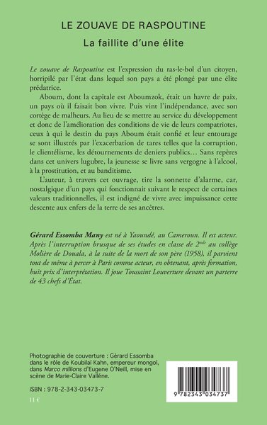Le zouave de Raspoutine, La faillite d'une élite - Nouvelles (9782343034737-back-cover)