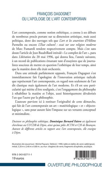 François Dagognet ou l'apologie de l'art contemporain (9782343027111-back-cover)