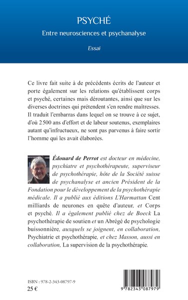 Psyché, Entre neurosciences et psychanalyse - Essai (9782343087979-back-cover)