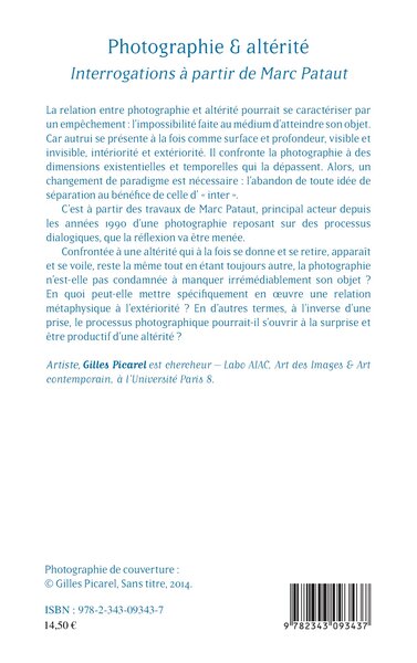 Photographie & altérité, Interrogations à partir de Marc Pataut (9782343093437-back-cover)