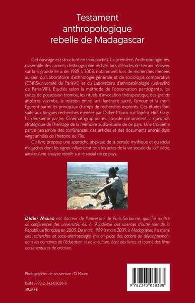 Testament anthropologique rebelle de Madagascar (9782343030388-back-cover)