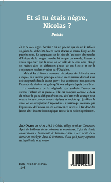 Et si tu étais nègre, Nicolas ?, Poésie (9782343014586-back-cover)