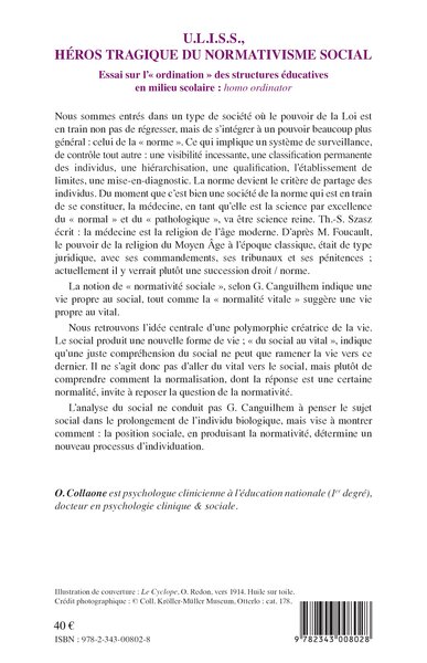 U.L.I.S.S, Héros tragique du normativisme social, Essai sur l'"ordination" des structures éducatives en milieu scolaire : homo o (9782343008028-back-cover)