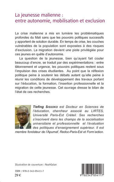La jeunesse malienne : entre autonomie, mobilisation et exclusion (9782343054117-back-cover)