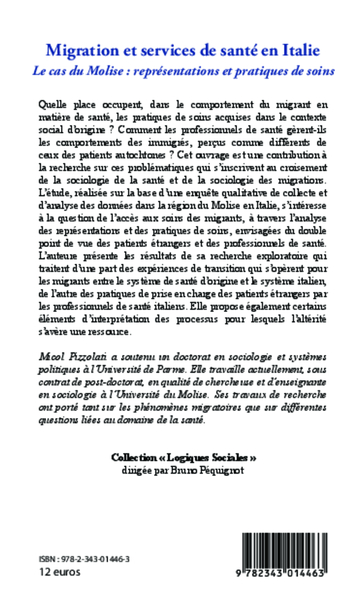 Migration et services de santé en Italie, Le cas du Molise : représentations et pratiques de soins (9782343014463-back-cover)