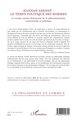 Hannah Arendt  Le temps politique des hommes, Le temps comme dimension de la phénoménologie existentielle et politique (9782343022345-back-cover)